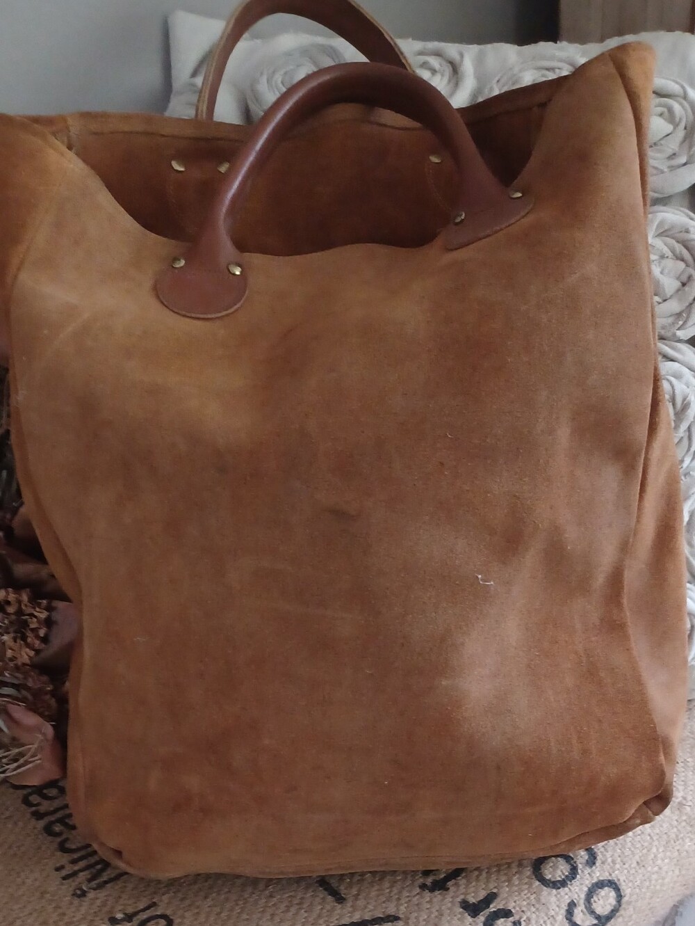 Classic Oversized Suede Tote Bag in Brown - Picture 4 of 5
